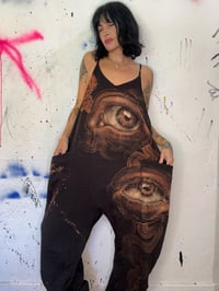 Image 3 of “WAVY EYES” CUSTOM BLEACH PAINTED BAGGY ROMPER LARGE