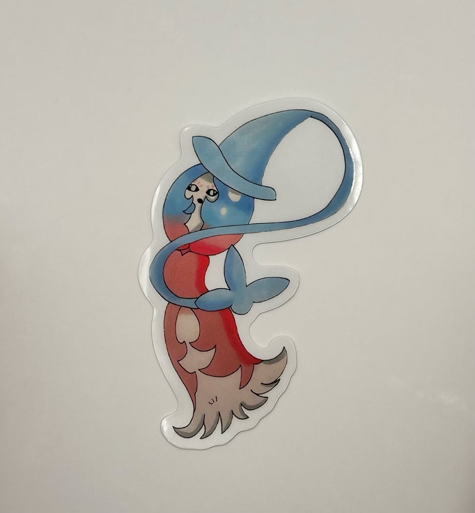 Image of Blue and Pink Witch Clear Sticker 
