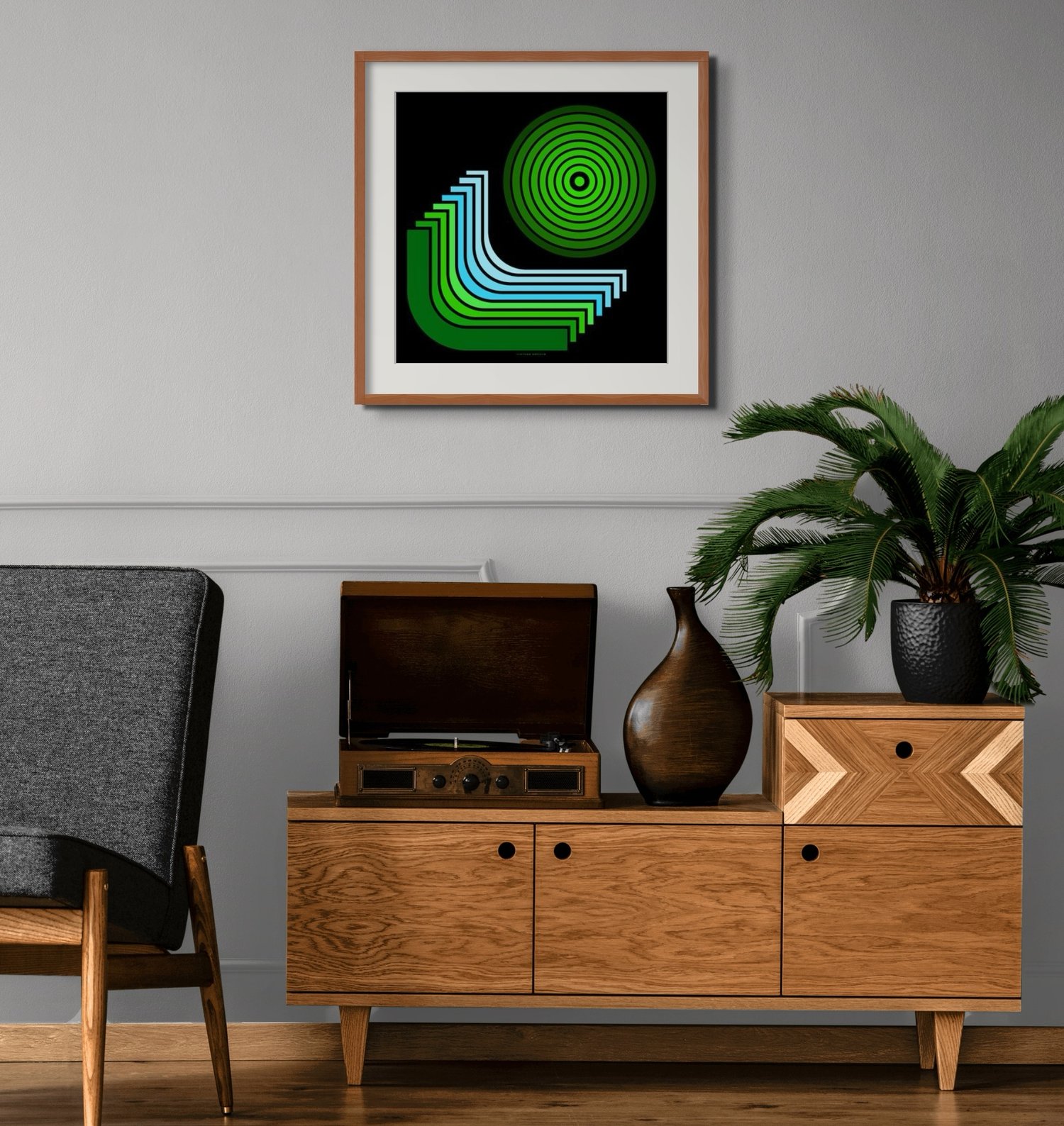 Image of 'SPIN' in green 40x40cm Matt 250gsm Art Print 