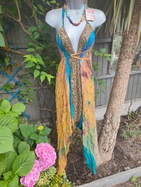 Image 1 of Mykonos Turquoise and blue tie dye jewelled jumpsuit