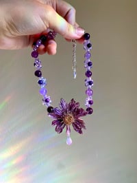 Image 7 of 🌼💜Beaded African Lilac Daisy Choker💜🌼