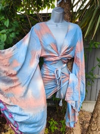Image 1 of Pefkos co ord sarong set- pompoms browns