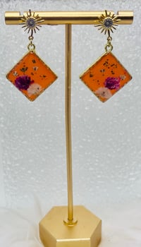 Image 2 of ORANGE STAR FLORAL DANGLES