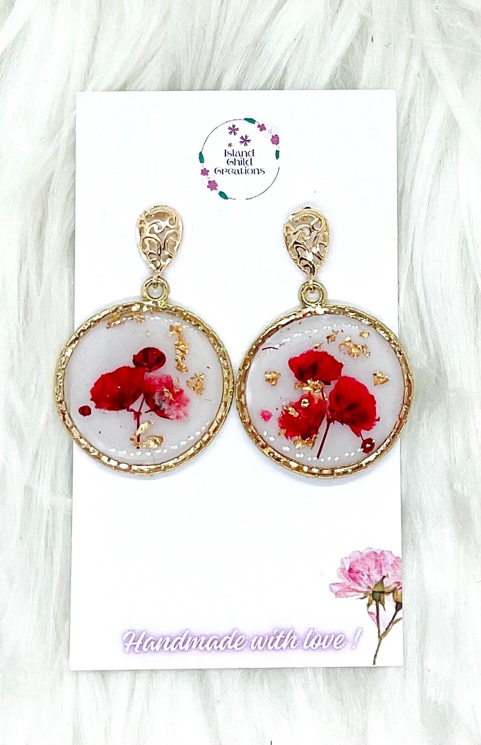 Image of RED FLORAL DANGLES 