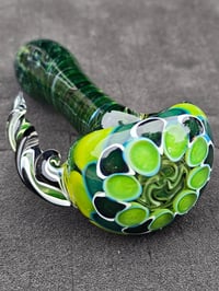 Image 1 of UV Reactive Dotstack Glass Pipe With Horn