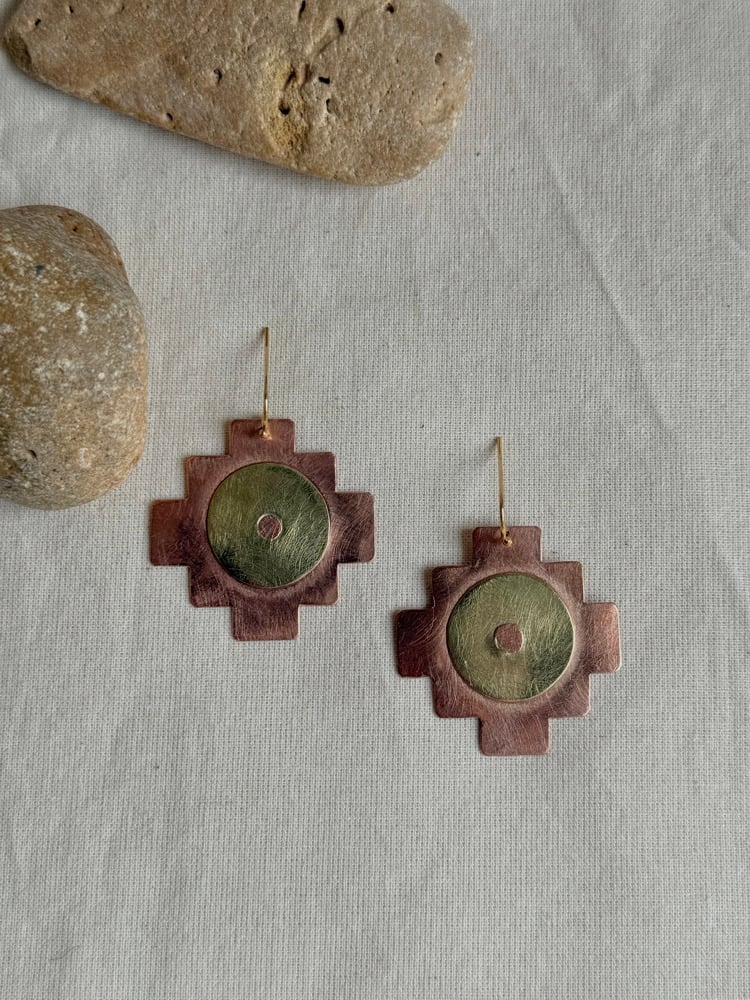 Image of Copper, brass earrings 