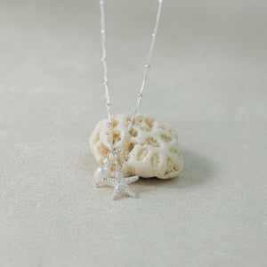 Image of Silver Starfish & Freshwater Pearl Set