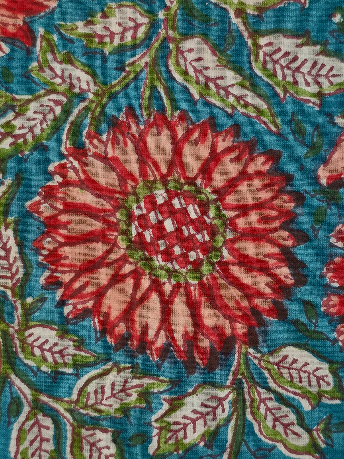 Image of Namaste fabric fleurs rouges