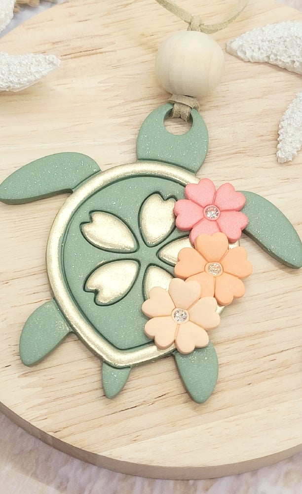 Image of Floral Reef Turtle Car Hanger