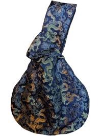 Image 1 of Chinese Dragon Blue Brocade Knot Bag