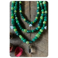 Image 4 of Faceted Green Glass Wrap Style Necklace 