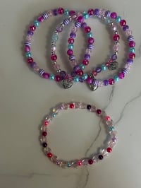 Image 4 of Valentine Tumbler Bracelet Stack with Heart Charms – Beaded Cup Accessory