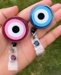 Evil eye ID badge reel