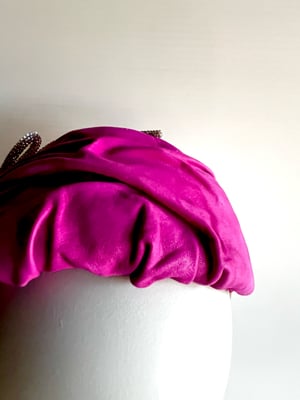 Image of Fuchsia leather bandeau. 