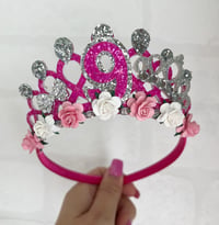 Image 1 of Hot pink and silver birthday tiara