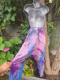 Image 10 of Mykonos tie dye jewelled jumpsuit - lilac purples
