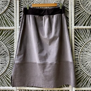 Image of Long Linea Skirt - Grey Velveteen cord