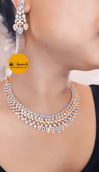 Image 4 of Risha CZ Gold-Stunning Australian Diamond Necklace Set