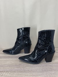 Image 2 of TRUFFLE COLLECTION black faux leather snake print ankle boots