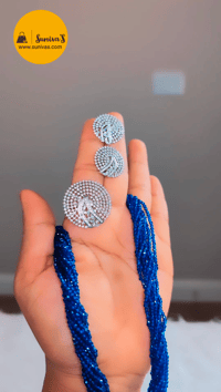 Image 5 of Chandra_Short Hydropotey Necklace Set in Blue