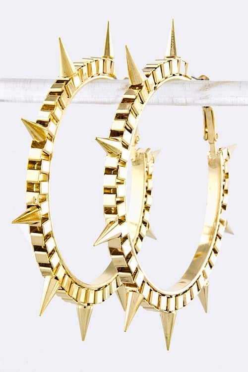 Image of SPIKE BOX HOOP EARRINGS