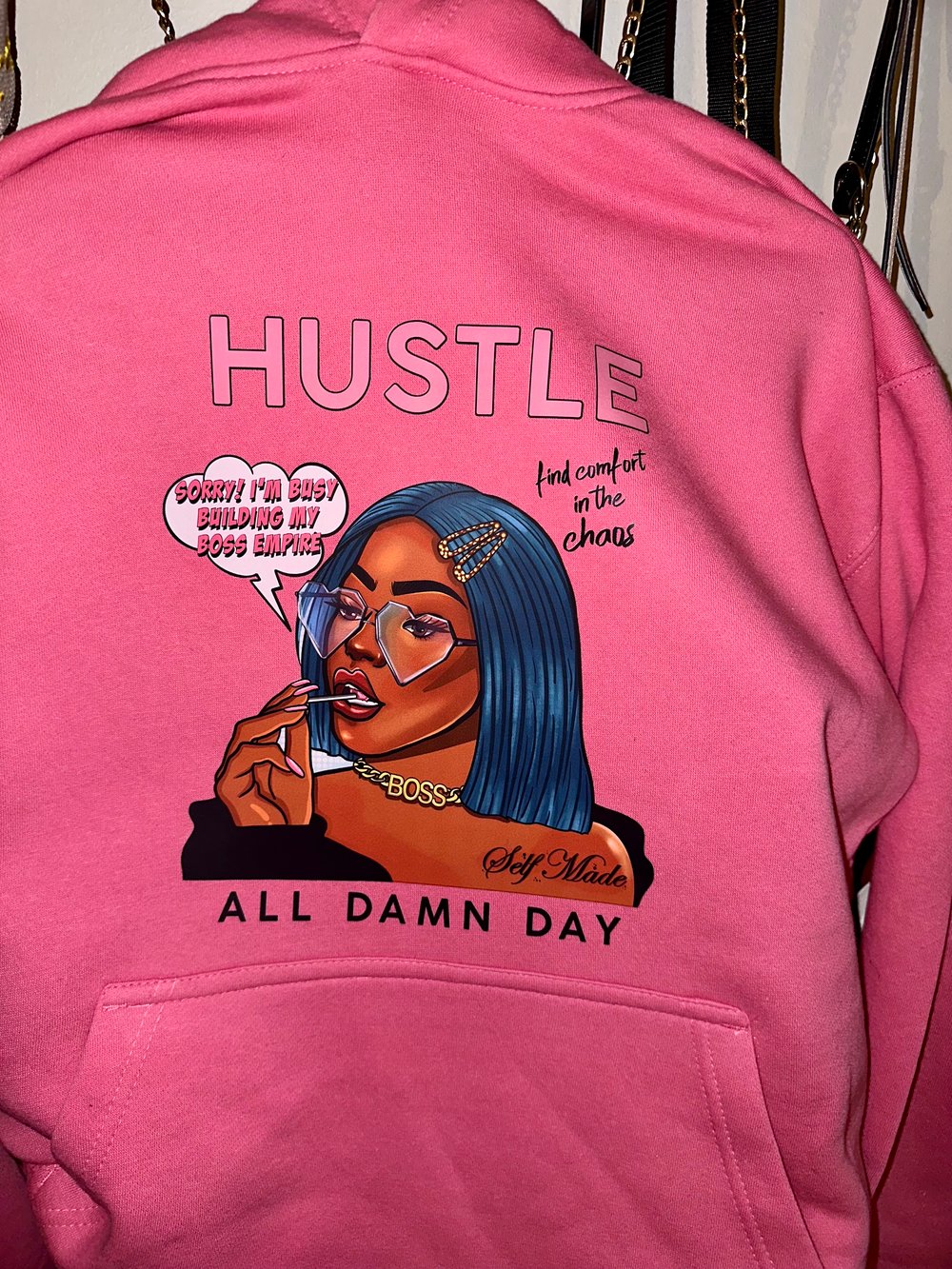 Image of Hustle all damn day Medium Unisex Custom sweatsuit outfit