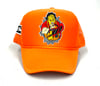 Art of Fame/ Halloween Orange Leather Face Trucker Hat