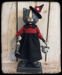 Image 1 of Corrine the Witch Cat with zombie mouse bucket