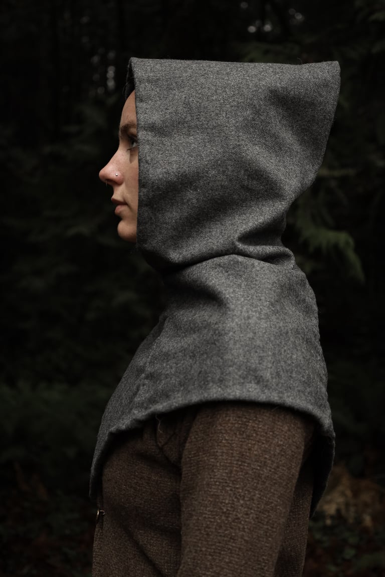 Medieval Hood - Lightweight Grey Twill