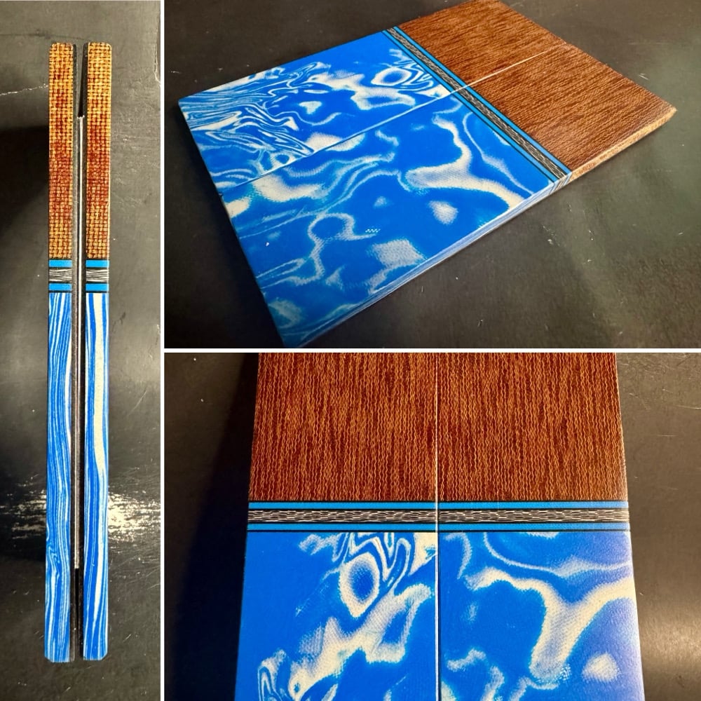 Image of Crosscut Micarta & Blue Burl G10 Segmented Knife Scales