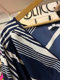 Image 2 of NWT blue stripe light weight bubble sleeve dress
