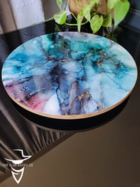 Image 3 of 15" Epoxy Resin Art Lazy Susan Turntable 'The Four of Swords'