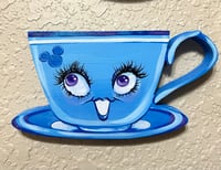 RTS Hand Painted Wood Panel- Blue Teacup