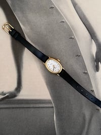 Image 6 of Dainty Black Genuine Leather Watch Oval Dial _ New Condition 