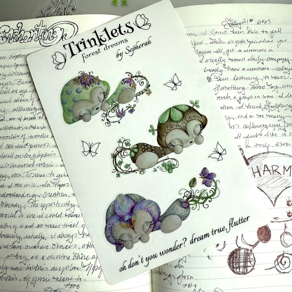 Image of Trinklets Forest Dreams sticker sheet 4x6 transparent 