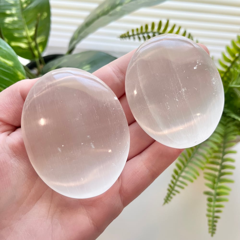 Selenite Satin Spar Palm Stone