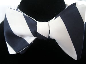 Image of Blue and White Wide Striped Bow