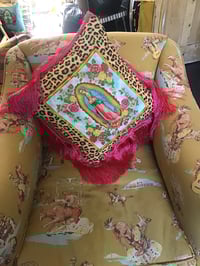 Image 11 of Raspberry Pink Fringe Virgin Leopard Cushion Cover