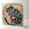 Small square art print -pregnant cat 
