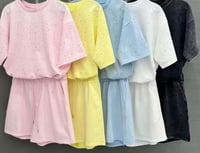 Image 1 of Acid Wash Diamanté Set - 2 colours 