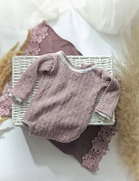 Image 3 of Newborn set for photoshoot - bodysuit and sleep hat - dusty pink
