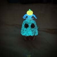 Image 8 of Glow in dark ghost mask, pumpkin, and spider flame point siamese cat ceramic figurine 