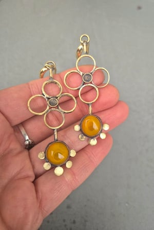 Bullet casings long yellow earrings 