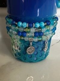 Image 1 of Sea Glass Aura Tumbler Bracelet Stack
