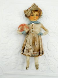 Antique Inspired Old Fashioned  Girl Playing with Ball.