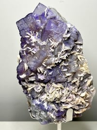 Image 3 of QR Code Fluorite & Barite Specimen On Stand #2585