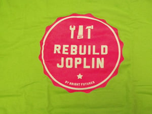 Image of Rebuild Joplin Tee-Lime Green and Pink Crew Neck