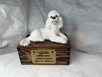Image 6 of Custom Engraved White Poodle Urn Wings Angel Pet Portrait Cremation Ashes