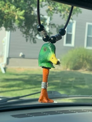 Image of Mallard Head with Leg Bands Rearview Mirror Hang