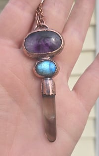 Image 4 of Electroformed Trapiche Amethyst, Labradorite and Smoky Citrine necklace